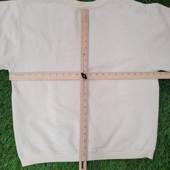 NIKE Chest-Swoosh Sweatshirt Womens Large 22x23 Boxy Baggy Ivory - Picture 3 of 15